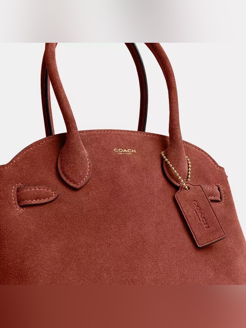 Coach Soft Empire Carryall Bag 21 in Brass/Clay Suede & Refined Calf Leather NWT - Picture 11 of 16